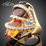 Hollow Champagne Crystal Promised Rings Jewelry Cubic Zirconia Wedding Rings