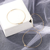 3PCS Stainless Steel Cuff Bangles with Heart Bracelets