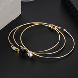 3PCS Stainless Steel Cuff Bangles with Heart Bracelets