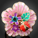Enamel Flower Wedding Rings for Women Ladybug Crystal Jewelry
