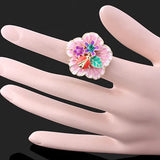 Enamel Flower Wedding Rings for Women Ladybug Crystal Jewelry