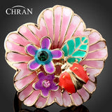 Enamel Flower Wedding Rings for Women Ladybug Crystal Jewelry