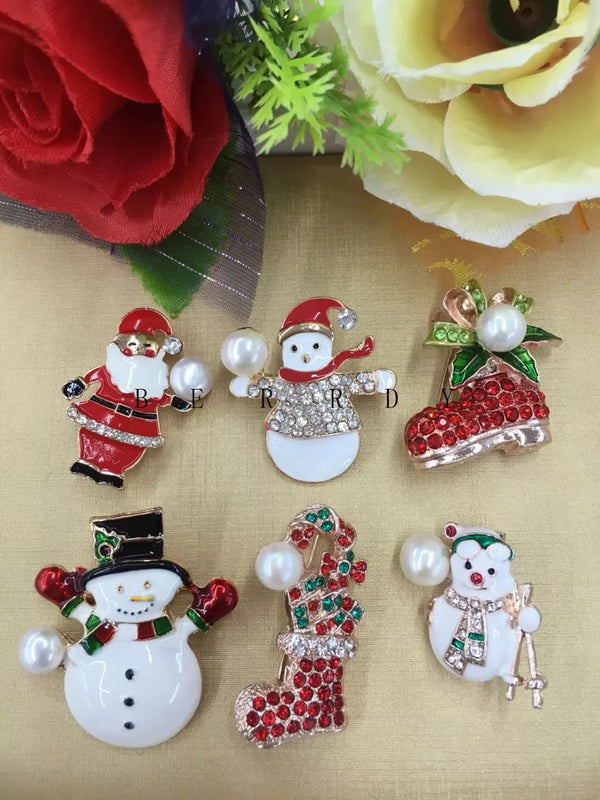 Christmas Pearl Brooch Jewelry Accessory Lady's Costume Brooch Pins