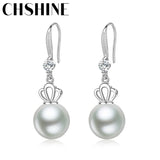 925 Sterling Silver Natural Pearl Crown Earrings For Women