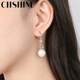 925 Sterling Silver Natural Pearl Crown Earrings For Women