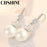 925 Sterling Silver Natural Pearl Crown Earrings For Women