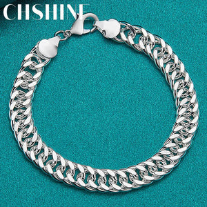 925 Sterling Silver 10mm Chain Bracelet Wedding Charm Jewelry