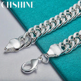 925 Sterling Silver 10mm Chain Bracelet Wedding Charm Jewelry