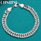 925 Sterling Silver 10mm Chain Bracelet Wedding Charm Jewelry