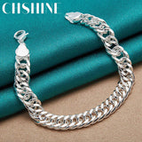 925 Sterling Silver 10mm Chain Bracelet Wedding Charm Jewelry