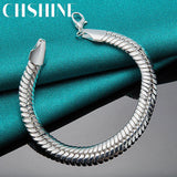 925 Silver 10mm Snake Chain Bracelet For Women Man Wedding Party