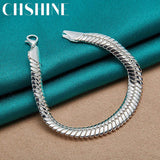 925 Silver 10mm Snake Chain Bracelet For Women Man Wedding Party
