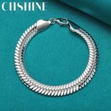 925 Silver 10mm Snake Chain Bracelet For Women Man Wedding Party