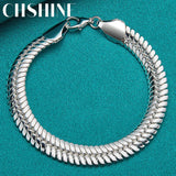 925 Silver 10mm Snake Chain Bracelet For Women Man Wedding Party