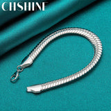 925 Silver 10mm Snake Chain Bracelet For Women Man Wedding Party