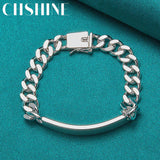 925 Sterling Silver 10mm Sideways Bracelet Charm Chain