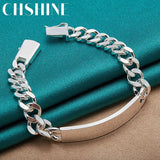 925 Sterling Silver 10mm Sideways Bracelet Charm Chain
