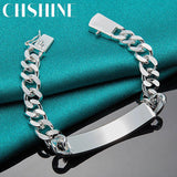 925 Sterling Silver 10mm Sideways Bracelet Charm Chain