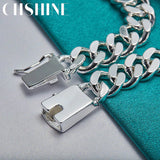 925 Sterling Silver 10mm Sideways Bracelet Charm Chain