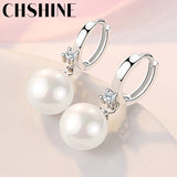 925 Silver 12mm Natural Pearl Earrings For Women Banquet Party