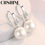 925 Silver 12mm Natural Pearl Earrings For Women Banquet Party