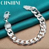 925 Silver 12mm Multi-Ring Buckle Bracelet for Men Women