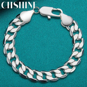 925 Silver 12mm Multi-Ring Buckle Bracelet for Men Women