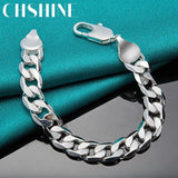 925 Silver 12mm Multi-Ring Buckle Bracelet for Men Women