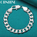 925 Silver 12mm Multi-Ring Buckle Bracelet for Men Women