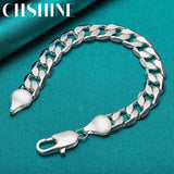 925 Silver 12mm Multi-Ring Buckle Bracelet for Men Women