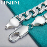 925 Silver 12mm Multi-Ring Buckle Bracelet for Men Women