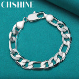 925 Sterling Silver 12mm Square Buckle Bracelet for Wedding Party