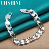 925 Sterling Silver 12mm Square Buckle Bracelet for Wedding Party