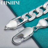 925 Sterling Silver 12mm Square Buckle Bracelet for Wedding Party