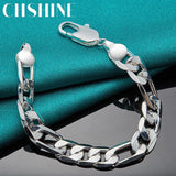 925 Sterling Silver 12mm Square Buckle Bracelet for Wedding Party