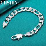 925 Sterling Silver 12mm Square Buckle Bracelet for Wedding Party