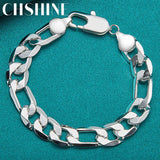 925 Sterling Silver 12mm Square Buckle Bracelet for Wedding Party