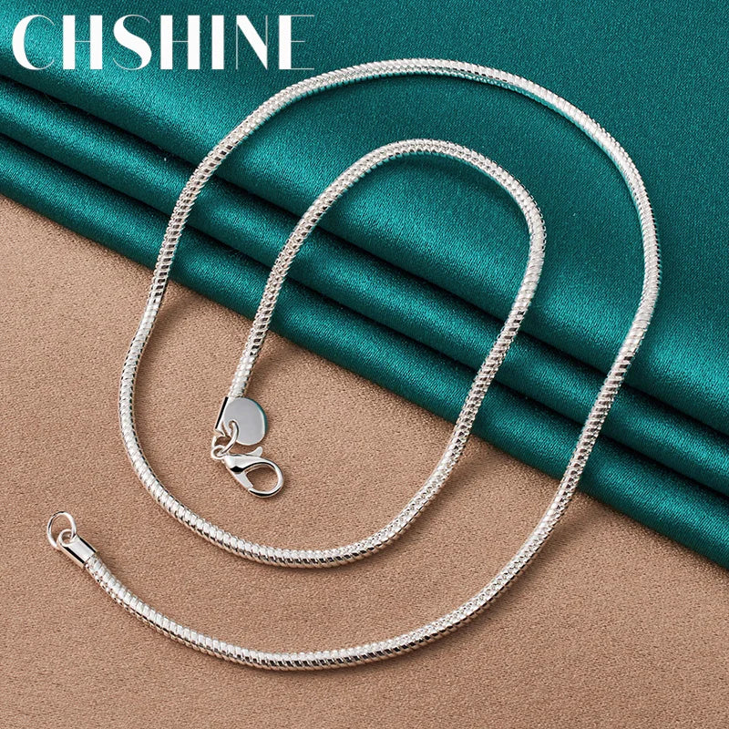 925 Silver 3mm Snake Chain Necklace for Women Men Wedding Party