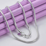 925 Silver 3mm Snake Chain Bracelet Necklace Set for Wedding Party
