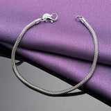 925 Silver 3mm Snake Chain Bracelet Necklace Set for Wedding Party