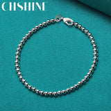 925 Sterling Silver 4mm Beads Bracelet Wedding Jewelry