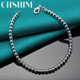 925 Sterling Silver 4mm Beads Bracelet Wedding Jewelry