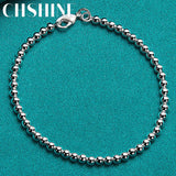 925 Sterling Silver 4mm Beads Bracelet Wedding Jewelry