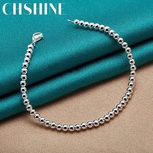925 Sterling Silver 4mm Beads Bracelet Wedding Jewelry