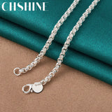 925 Silver 4mm Snake Bone Chain Necklace 18/20/24 Inch