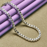 925 Sterling Silver 4mm Square Chain Set