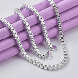 925 Sterling Silver 4mm Square Chain Set