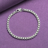 925 Sterling Silver 4mm Square Chain Set