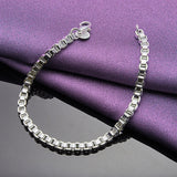 925 Sterling Silver 4mm Square Chain Set