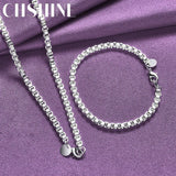 925 Sterling Silver 4mm Square Chain Set